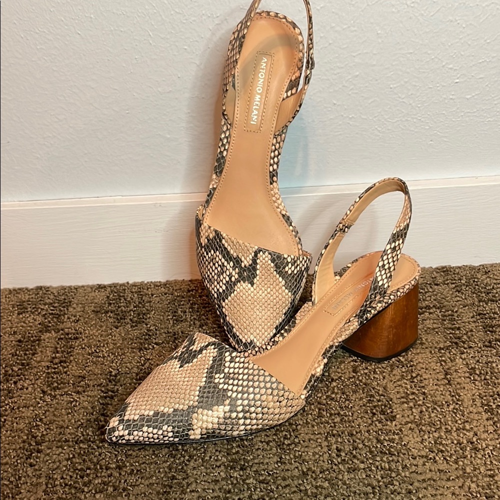 Franco Sarto Snakeskin Slingback Heels